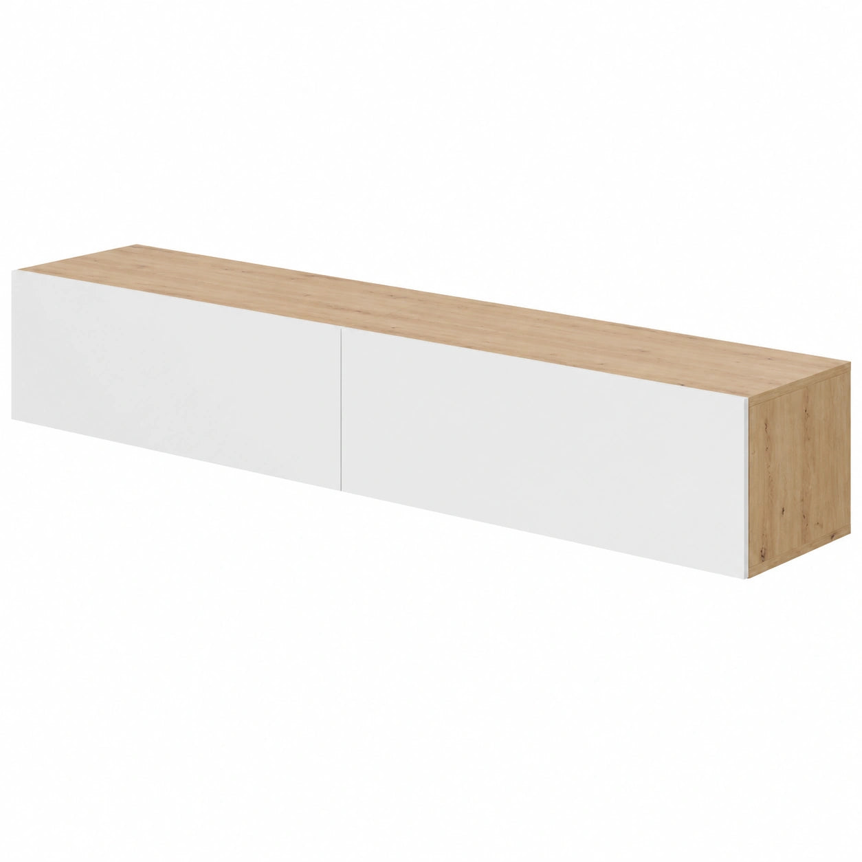 Mueble de TV Flotante Kaway en Roble Nodi y Blanco Artik, 180x34.5x28 cm
