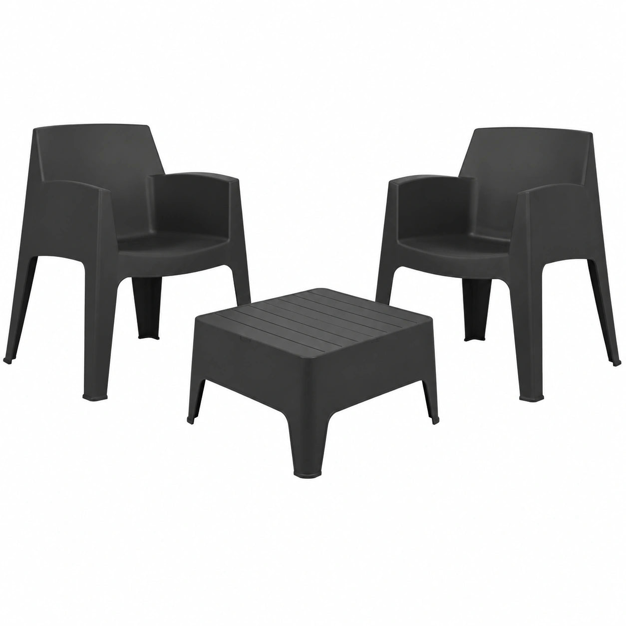 Set de Muebles para Jardín de 2 Plazas - Fabricado en España con Materiales Reciclados - Color Antracita