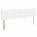 Cabecero de Cama Matrimonial con Luces LED, Tapizado en Cuero Sintético Blanco, 200x5x78/88 cm - vidaXL