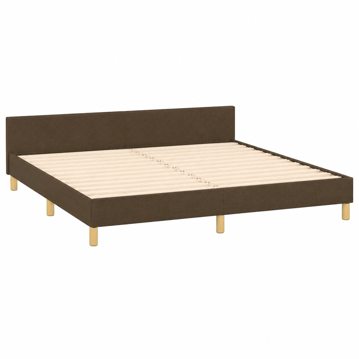 Cama King Size Tapizada de Tela Marrón Oscuro con Cabecero
