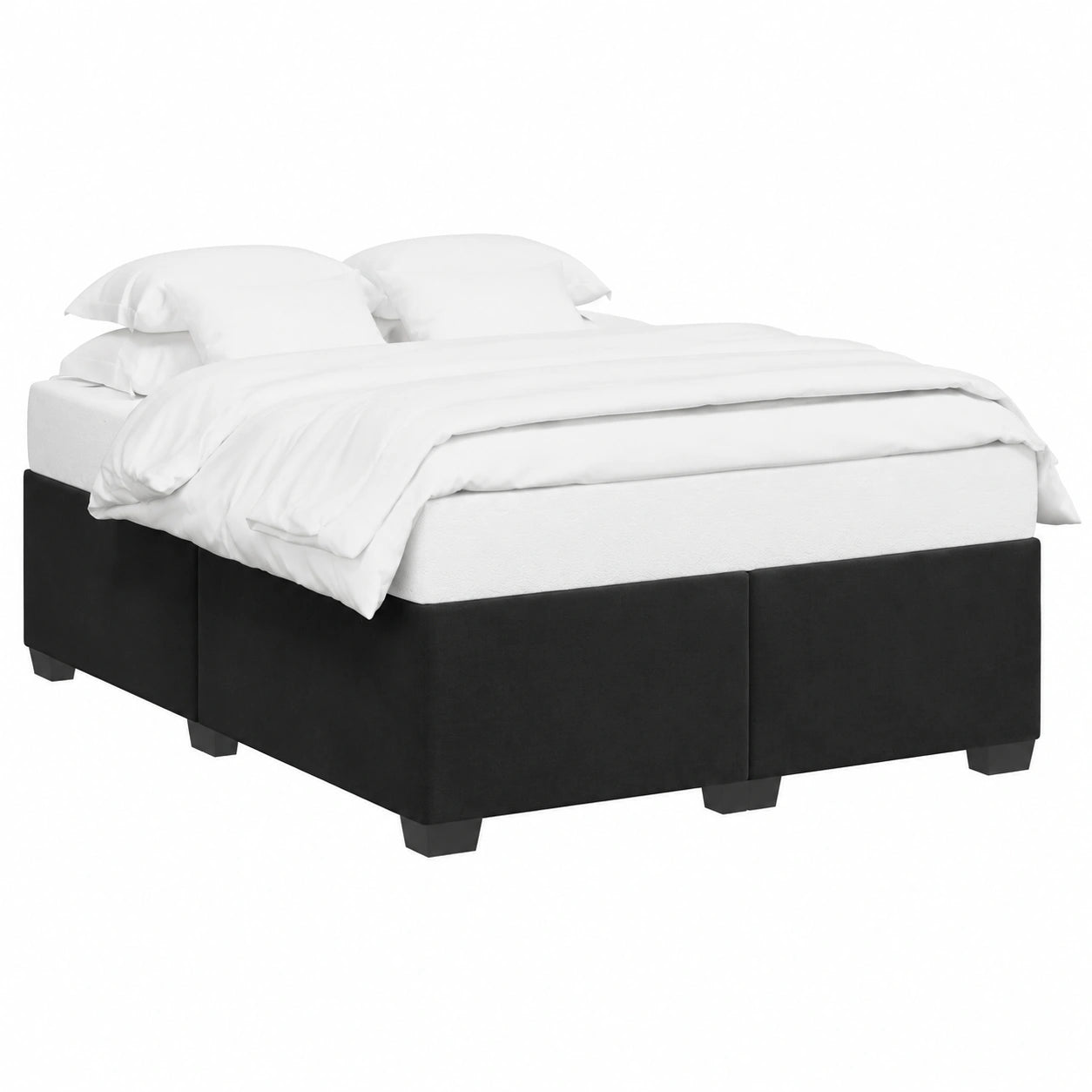 Cama de Terciopelo Negro 160x200 cm con Canapé para Dormitorio