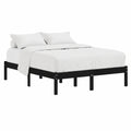 Cama de madera maciza negra 150x200 cm tamaño King