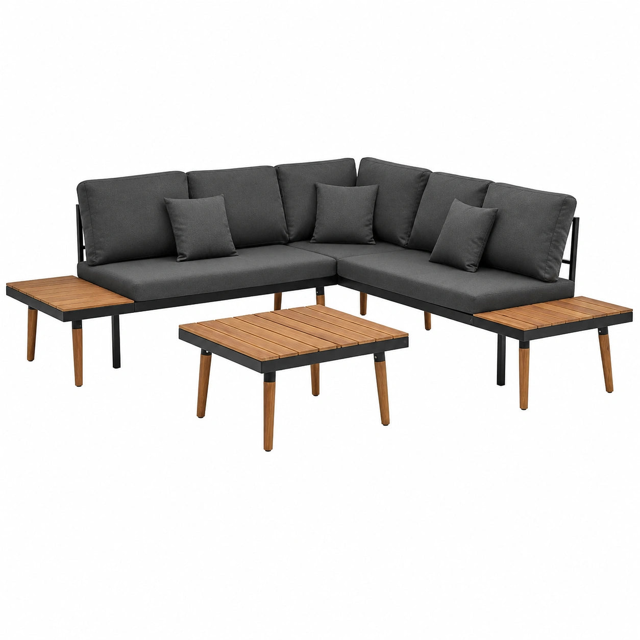 Conjunto de muebles de jardín en madera maciza de acacia gris oscuro 200x200 cm