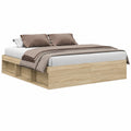 Cama Matrimonial de Madera de Roble Sonoma 180x200 cm