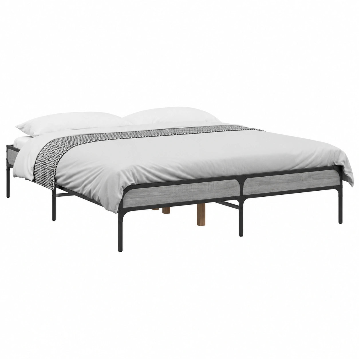 Sofá Homgoday Sonoma Gris 140x200 cm de Madera y Metal para Dormitorio