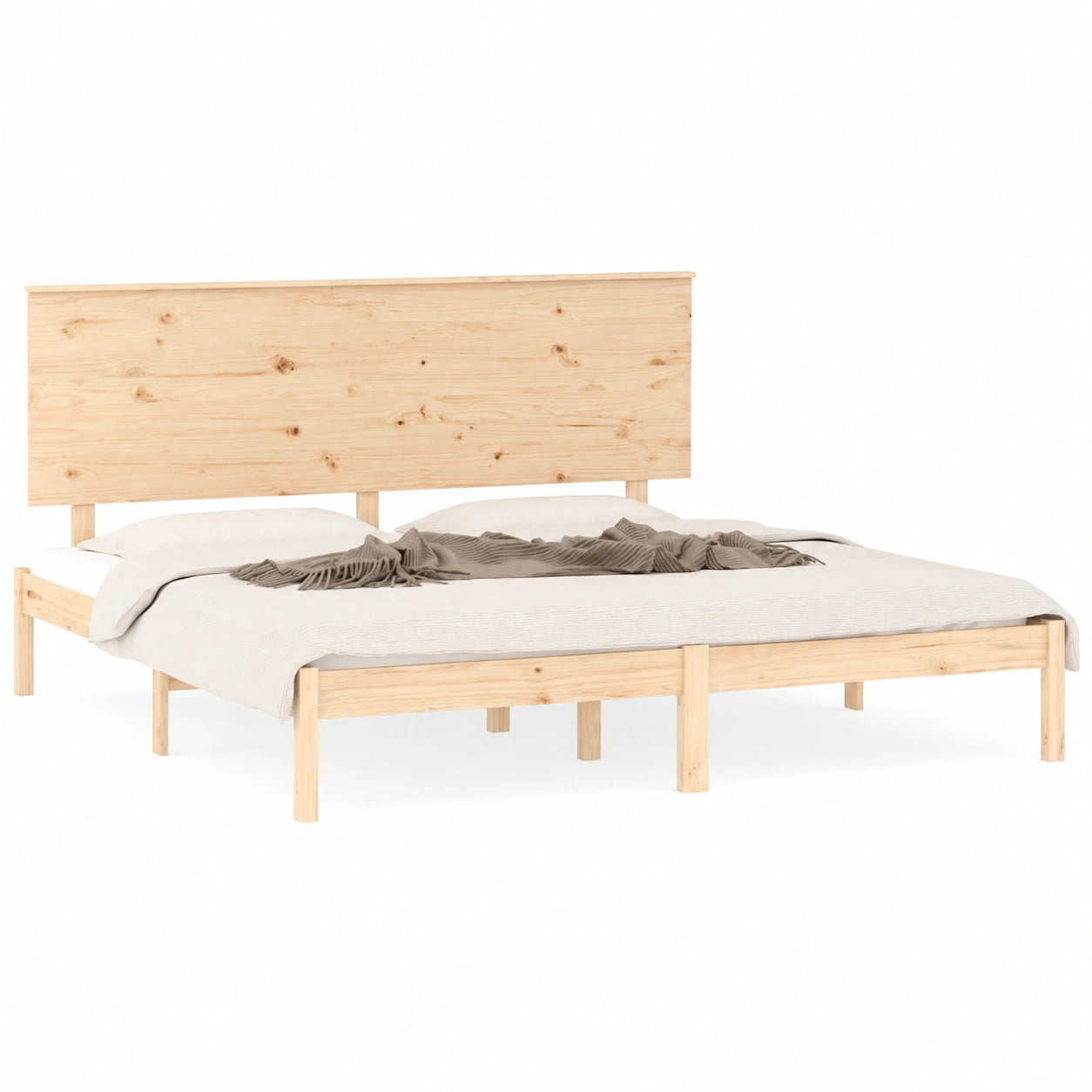 Cama de Madera Maciza King Size 150x200 cm para Dormitorio
