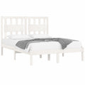 Cama King Size de Madera Maciza de Pino Blanco 150x200 cm