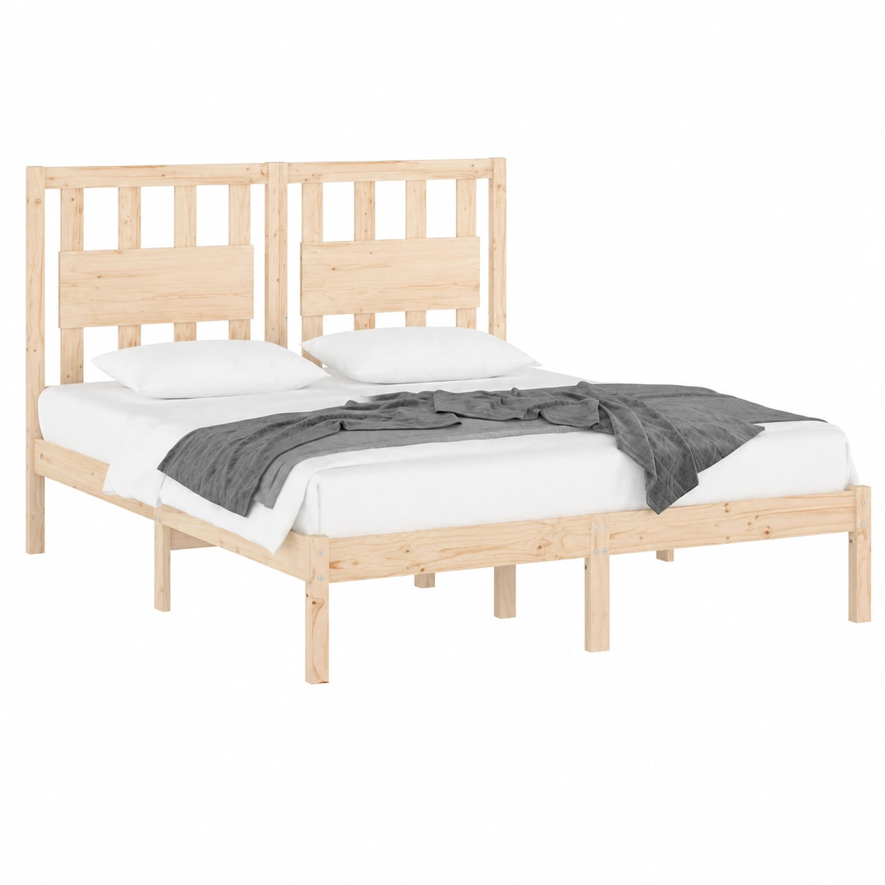 Cama de Madera Maciza de Pino King Size 150x200 cm para Dormitorio