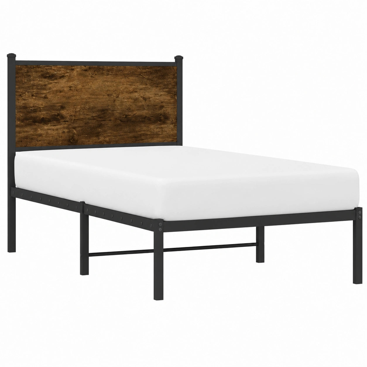 Homgoday Estructura de Cama de Metal Roble Ahumado 75x190 cm, Decoración para Dormitorio