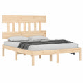 Cama King Size de Madera Maciza 150x200 cm para Dormitorio