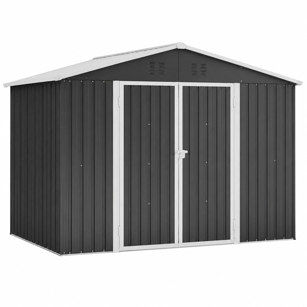 Cobertizo Metálico de Jardín 300x252 cm, Negro, Resistente al Clima, para Bicicletas y Herramientas