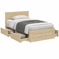Cama Homgoday con cabecero de roble Sonoma, 75 x 190 cm, madera contrachapada para dormitorio
