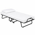 Cama Plegable 80x190 cm con Colchón y Almohada Viscoelástica, Somier de Listones de Madera, Ahorro de Espacio
