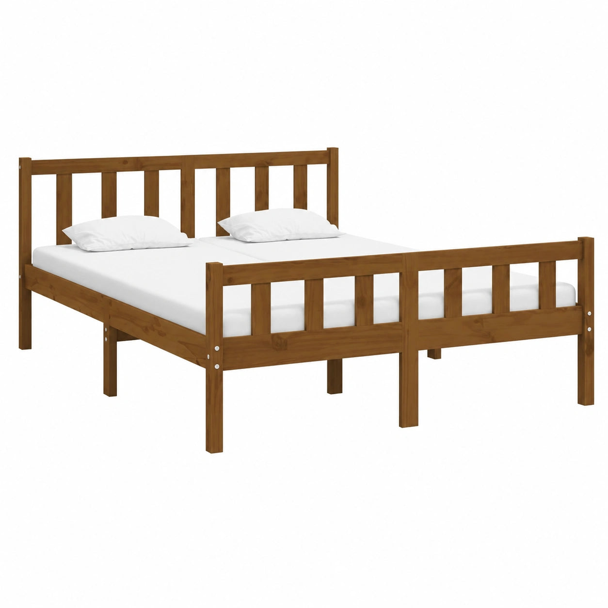 Cama King Size de Madera Maciza Marrón Miel 150x200 cm para Dormitorio