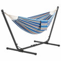 Hamaca Portátil con Soporte Ajustable y Bolsa de Transporte para Exteriores, Capacidad 205kg, Rayas Azul y Rojo