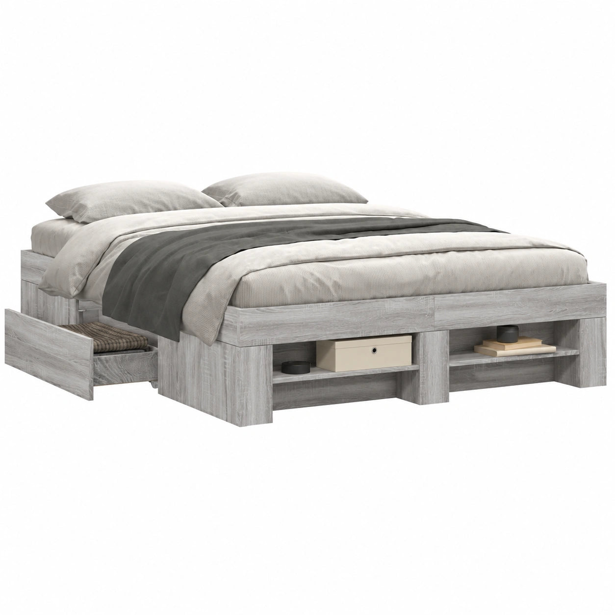 Estructura de Cama Homgoday Sonoma 160x200 cm Madera Multicapa