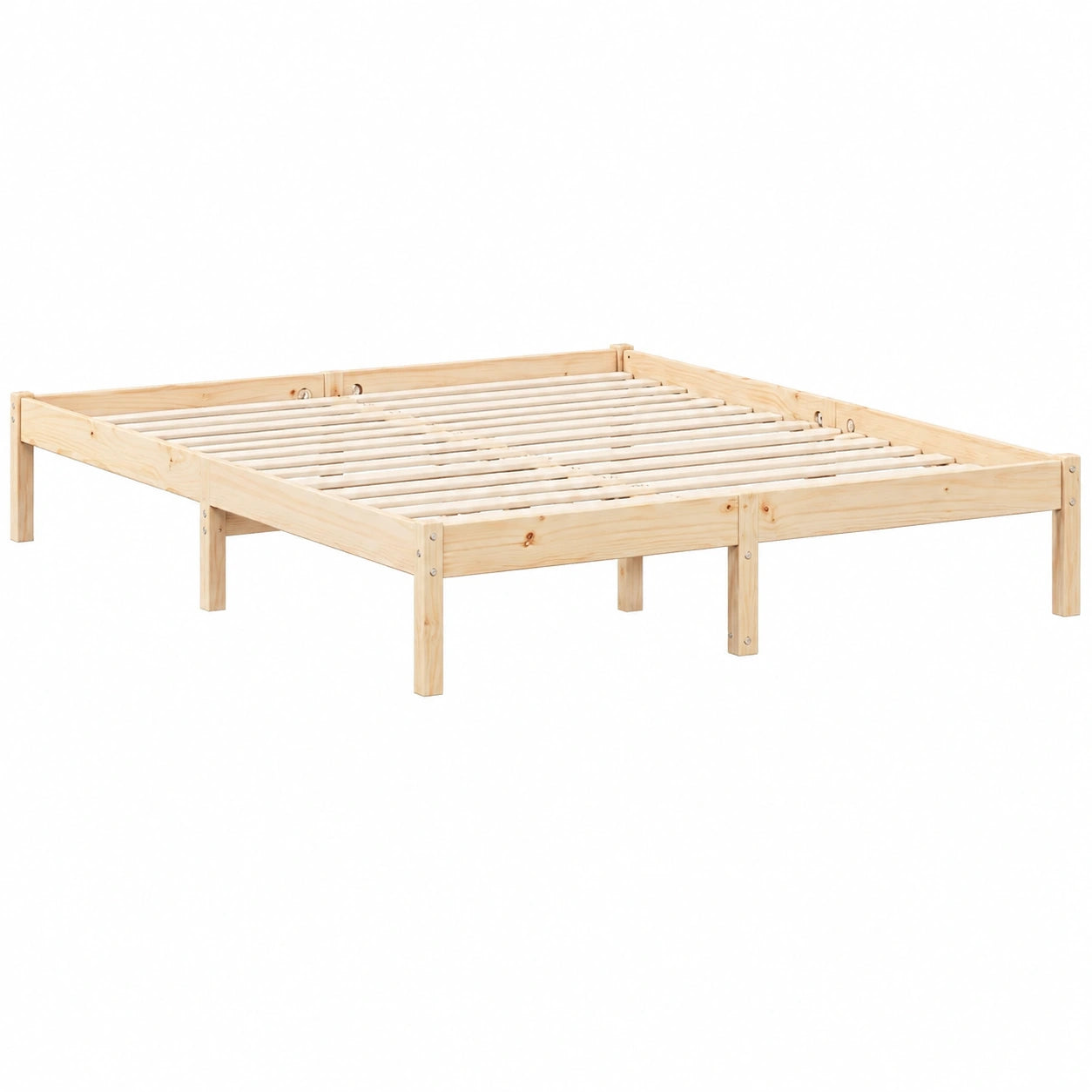 Estructura de Cama Doble de Pino Macizo 160x220cm sin Colchón