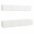 Conjunto de Armarios de TV Blancos de Madera, 4 Piezas, 100x30x30 cm