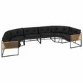 Conjunto de Muebles de Jardín Rio para 12 Personas, Metal Negro y Cuerda Efecto Ratán, Cojines Negros