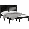 Cama de Madera Maciza Negro King Size 150x200 cm para Dormitorio