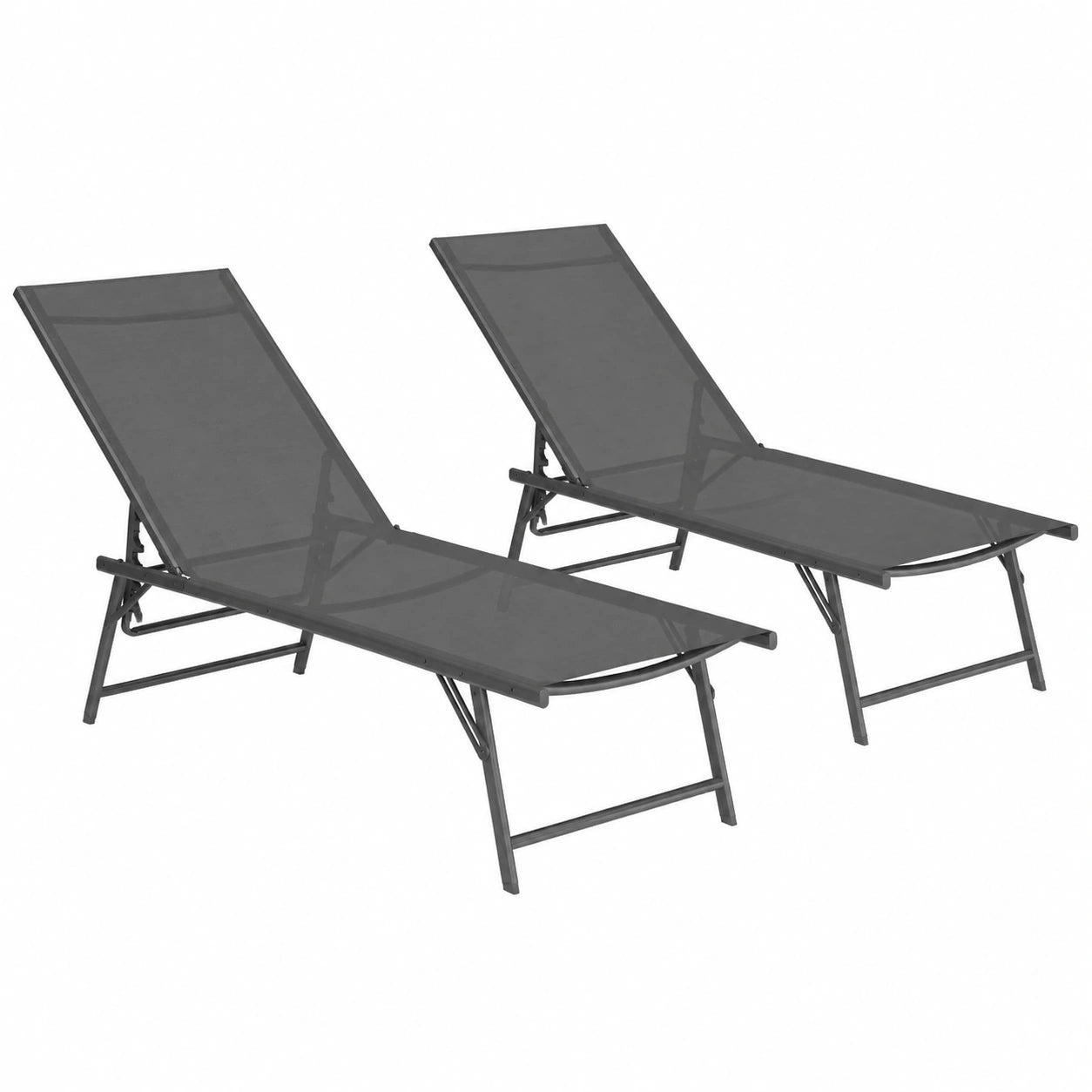 IDMarket - Conjunto de 2 tumbonas reclinables para jardín Kailua, acero antracita y tejido gris