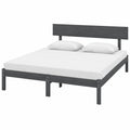 Cubrecama de Madera de Pino Sólido Gris 150x200 cm Tamaño King