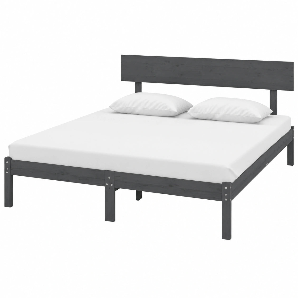 Cubrecama de Madera de Pino Sólido Gris 150x200 cm Tamaño King