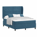 Cama King Size Azul Oscuro con Colchón y Somier, Cabecero Ajustable, 160x200 cm, Poliéster y Madera de Pino