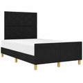 Cama moderna negra de madera con diseño de bloques de diamante, soporta 200 kg