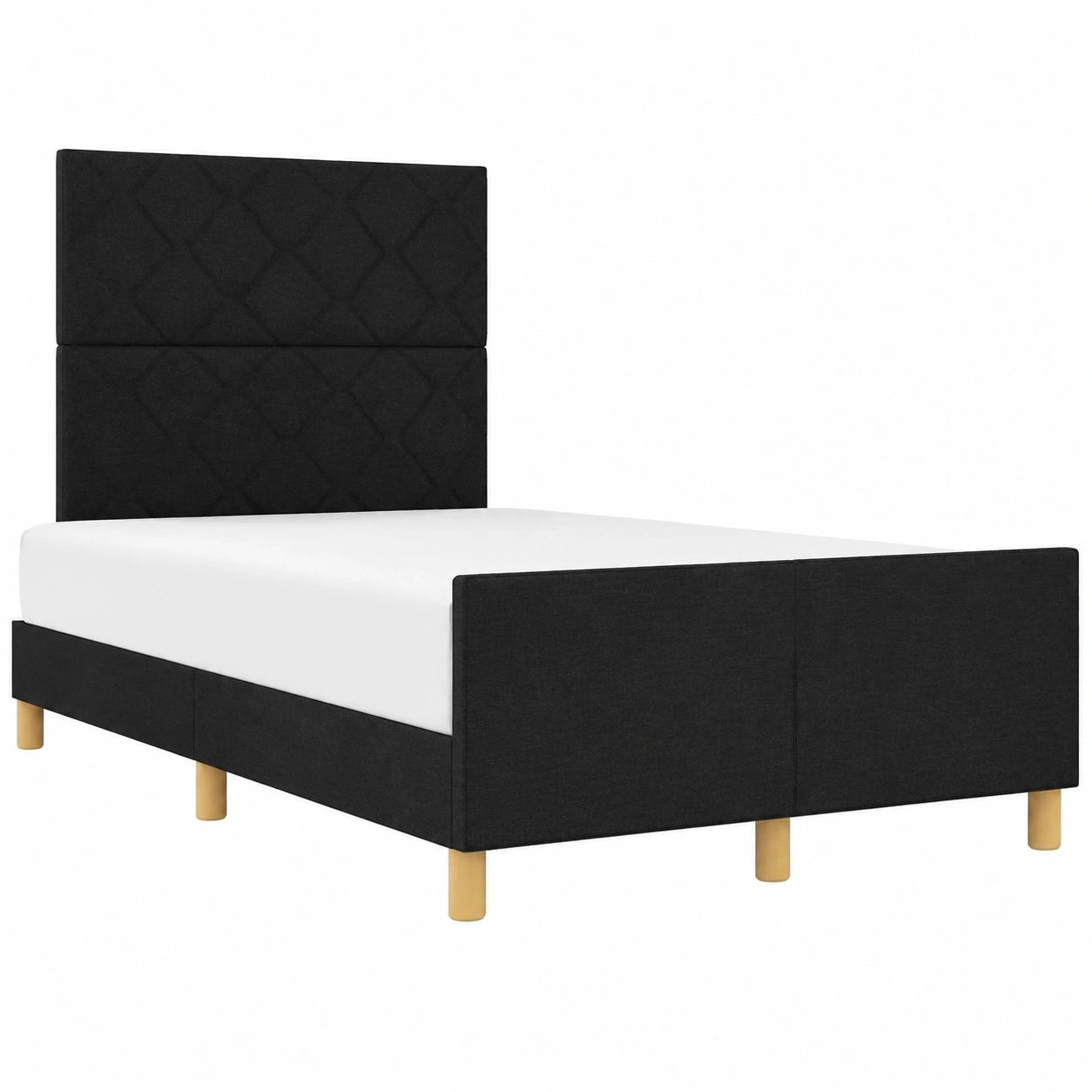 Cama moderna negra de madera con diseño de bloques de diamante, soporta 200 kg
