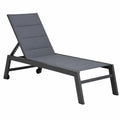 Set de 2 Tumbonas Barbados de Textileno y Aluminio en Gris Antracita con Respaldo Ajustable y Ruedas