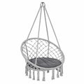Silla Colgante VOUNOT con Flecos, Hamaca Redonda para Interior y Exterior, Gris 80cm