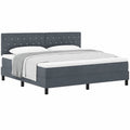 Cama King Size de Terciopelo Gris Oscuro con Base de Listones