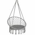 Hamaca Colgante con Flecos, Silla Columpio Interior y Exterior Ø80cm, Gris Oscuro