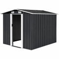 Cobertizo de metal para jardín con puertas correderas y ventanas, 257x298x178 cm, color antracita