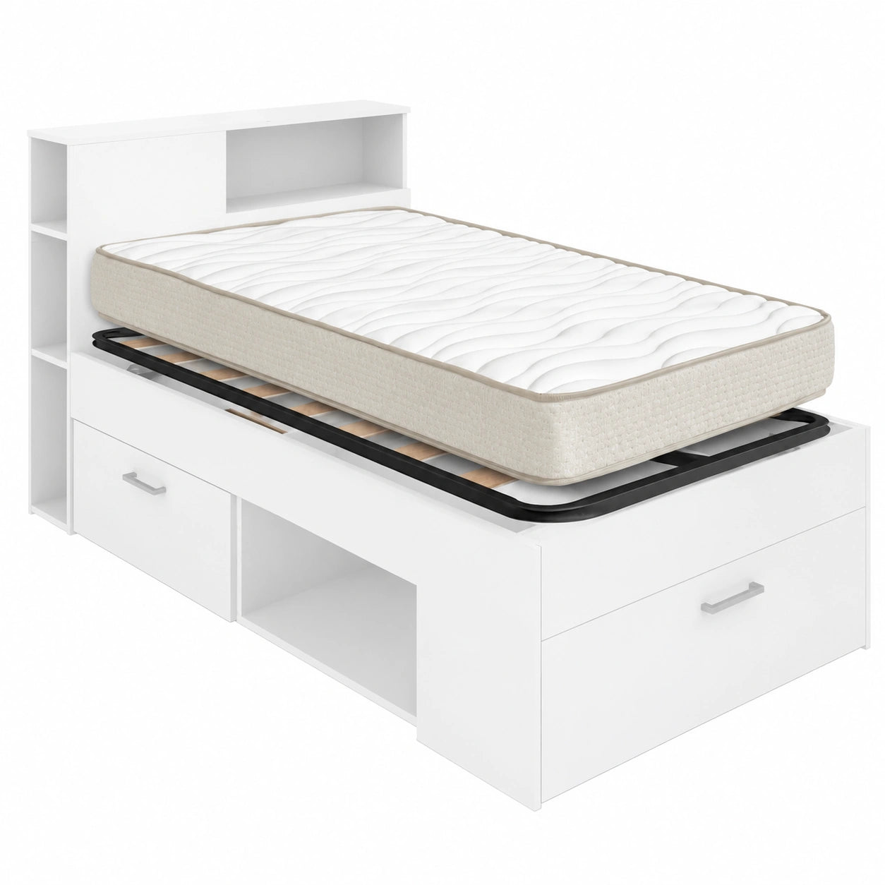 Conjunto Juvenil: Cama Lanka con Cabecero, Somier y Colchón Viscoelástico 90x190 cm