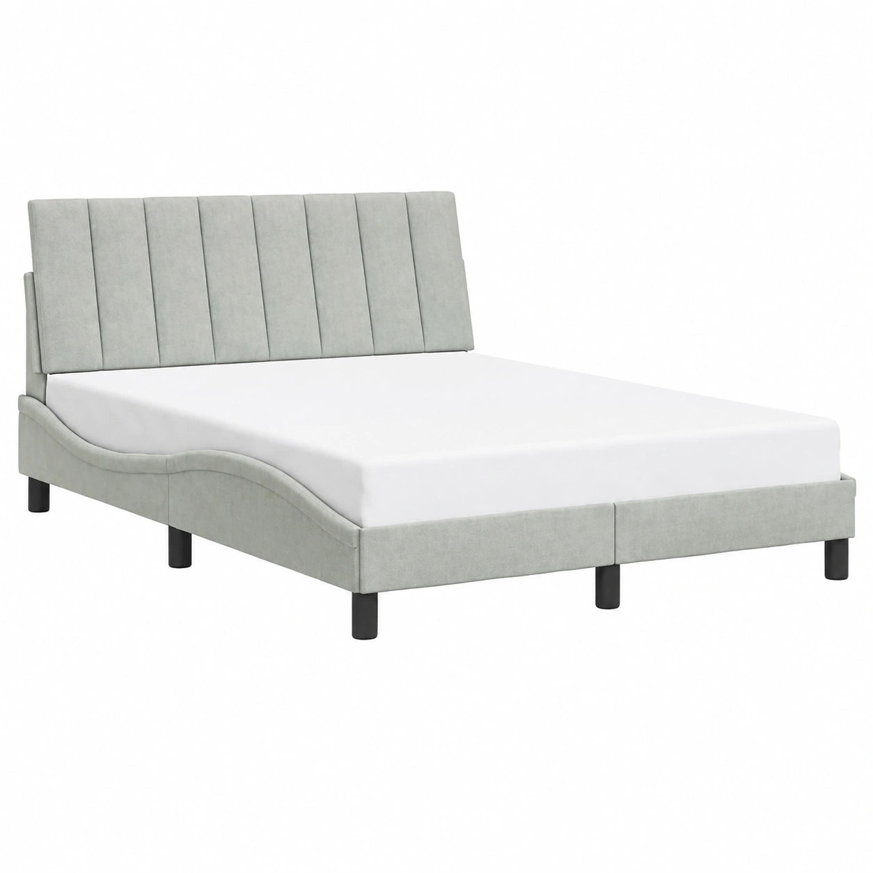 Homgoday Estructura de Cama de Terciopelo Gris Claro 140x200 cm Moderno para Dormitorio