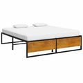 Estructura de Cama Metálica Negra 200x200 cm, Diseño Moderno para Dormitorio