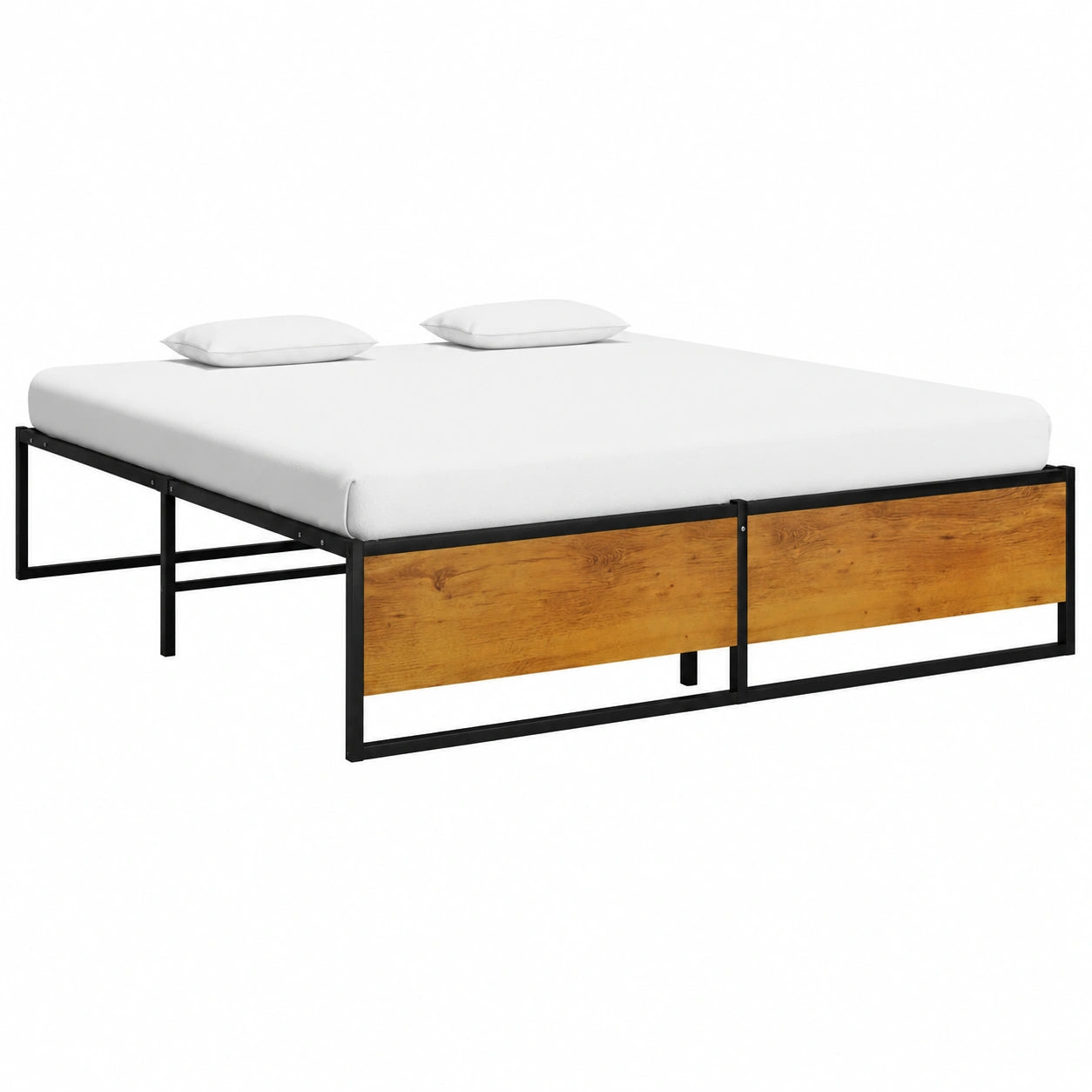 Estructura de Cama Metálica Negra 200x200 cm, Diseño Moderno para Dormitorio