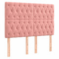 Cabecero Tapizado con LED Terciopelo Rosa para Cama Matrimonial 144x7x118/128 cm