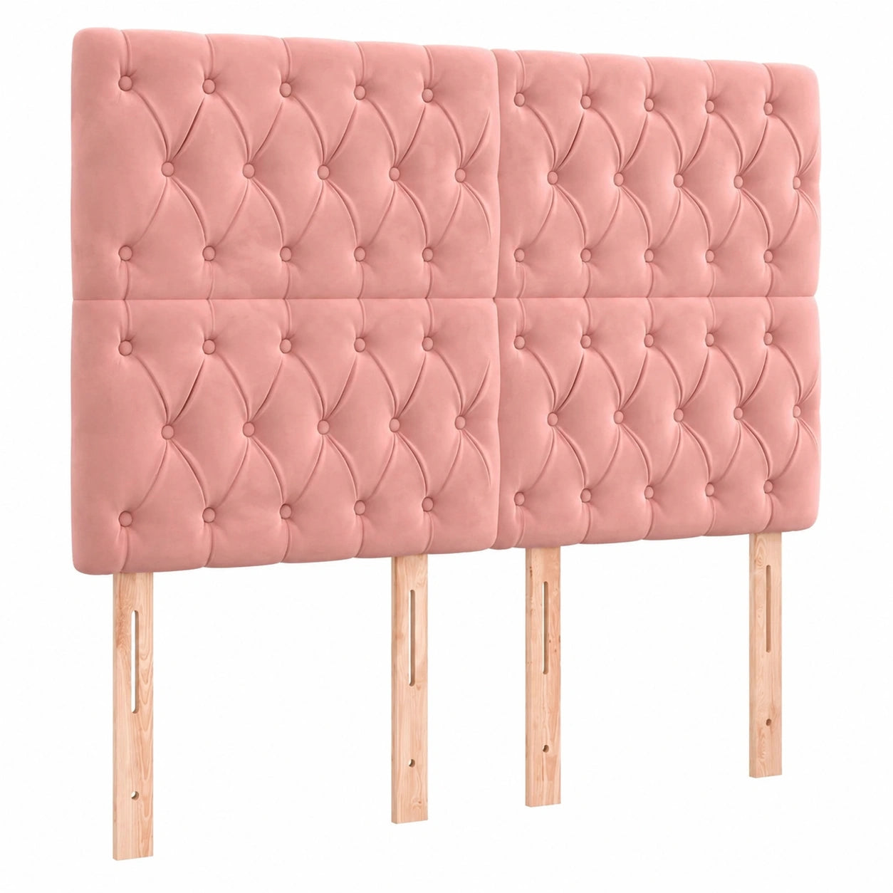 Cabecero Tapizado con LED Terciopelo Rosa para Cama Matrimonial 144x7x118/128 cm