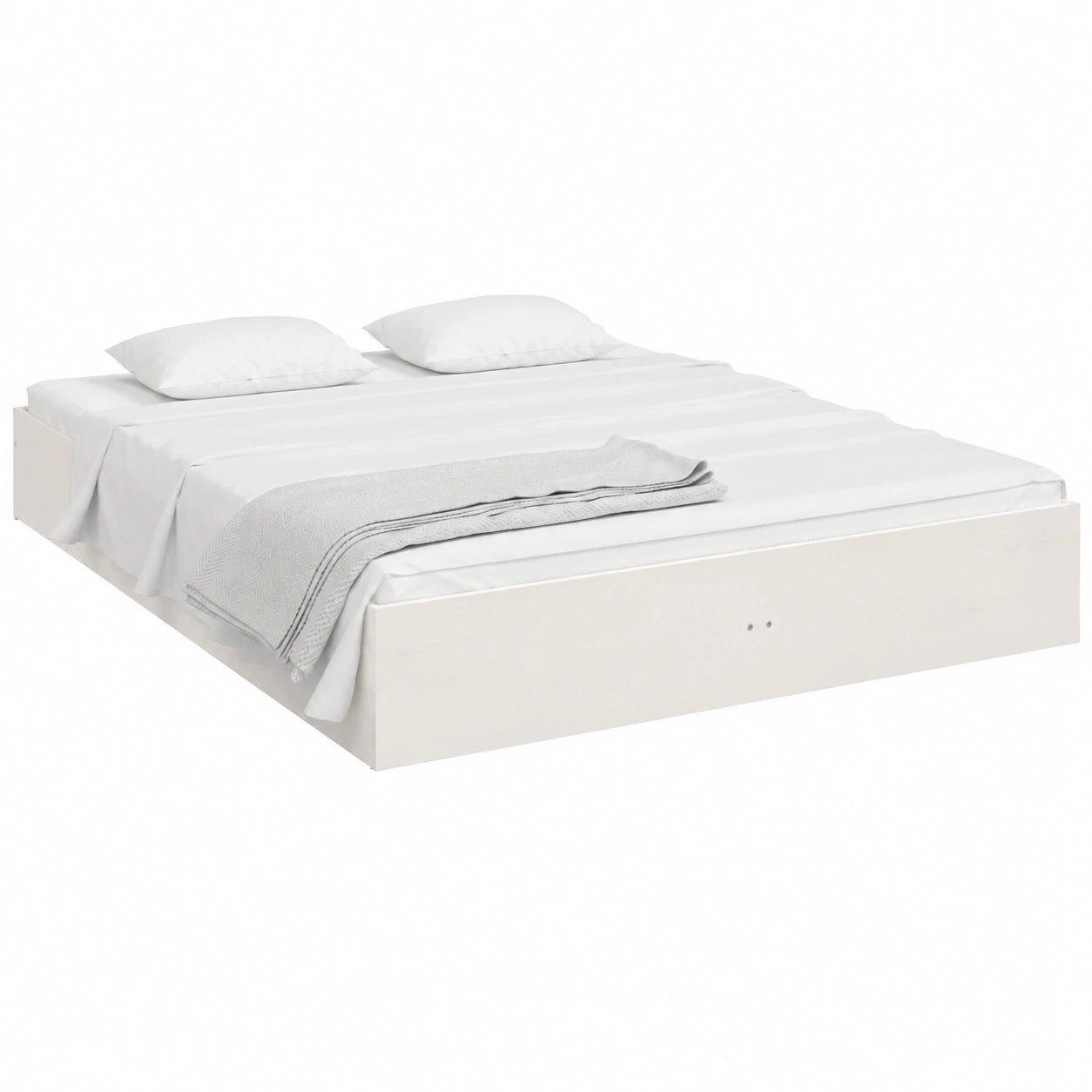 Cama King Size de Madera Maciza Blanca 150x200 cm para Dormitorio