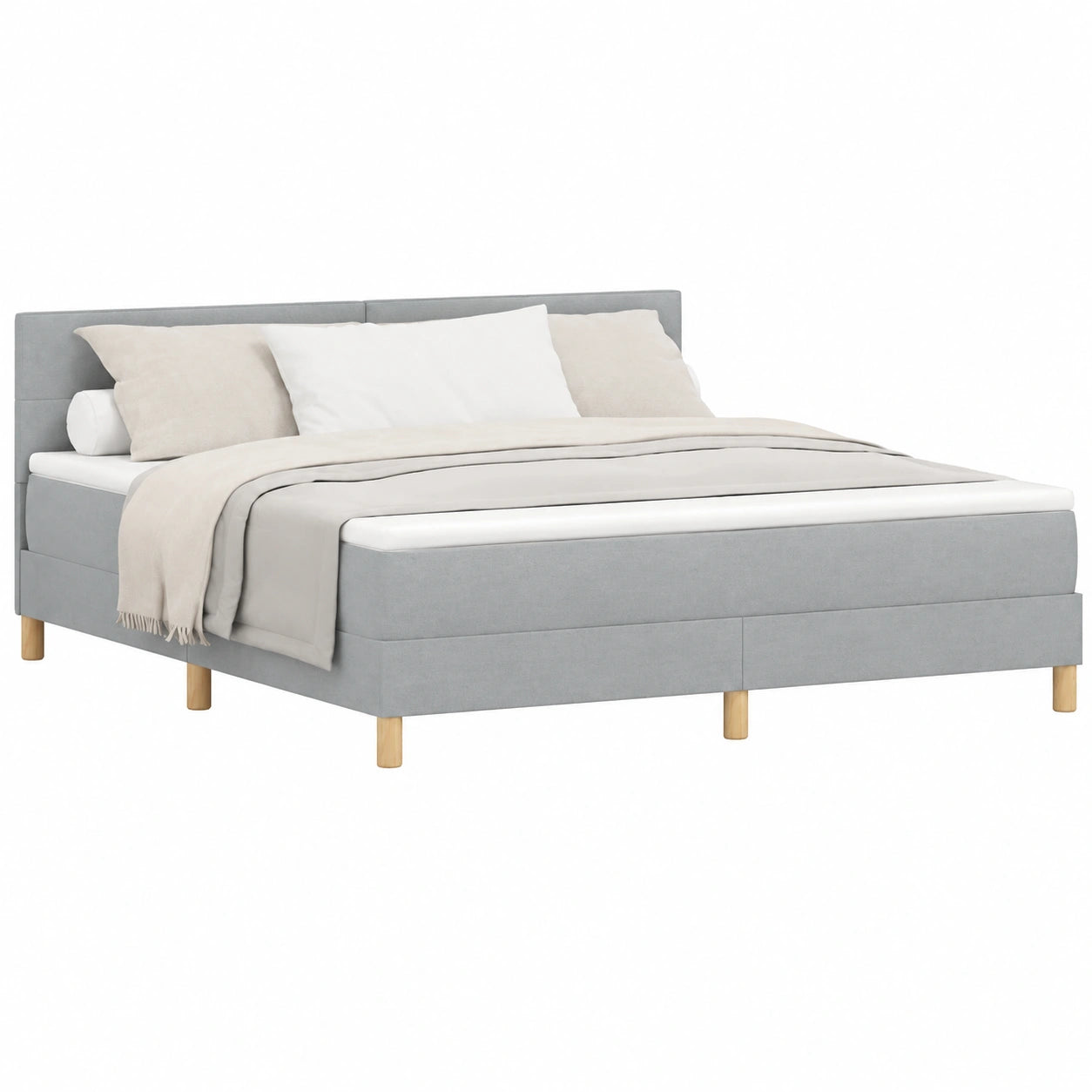 Cama Super King Size gris claro 180x200 cm con colchón de espuma y cabecero ajustable